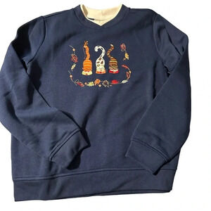 Studio Works Sport Petite Small women's blue sweatshirt with cats, nwt